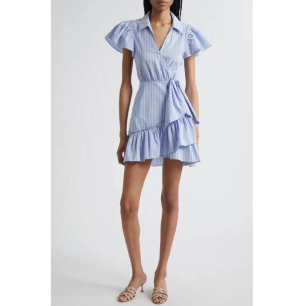 Cinq à Sept 'Lila' Striped Wrap-Style Mini-Dress, Blue Hydrangea Multi